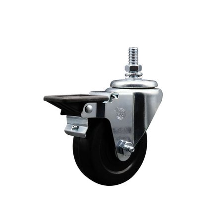 SERVICE CASTER 35 Inch Soft Rubber 12 Inch Threaded Stem Caster with Brake SCC-TS20S3514-SRS-PLB-121315